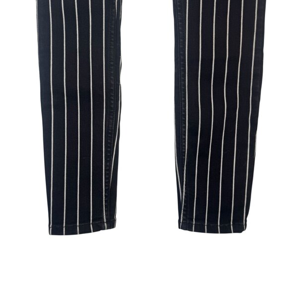 Hot Topic Denim Black & White Pinstripe Hi-Rise Super Skinny Jeans Goth Punk 3 - Picture 7 of 9